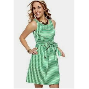New Directions Green and White Striped Dress
